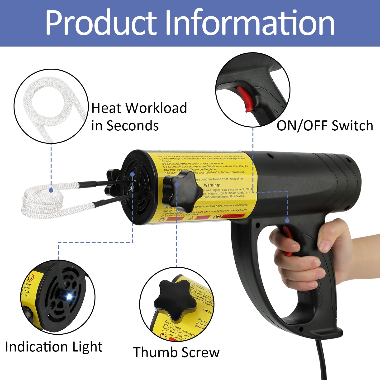 Garvee Magnetic Induction Heater Kit - 1500W 110V, Automotive Flameless Heat, Handheld Rusty Screw Removal, High Efficiency, Compact Design