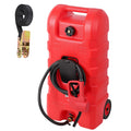 Garvee Fuel Caddy, 15 Gallon Portable Gas Fuel Tank Container with LE Fluid Transfer Siphon Pump and 10ft. Delivery Hose, Diesel Storage Can On-Wheels for Cars, Lawn Mowers, ATVs, Boats, Red