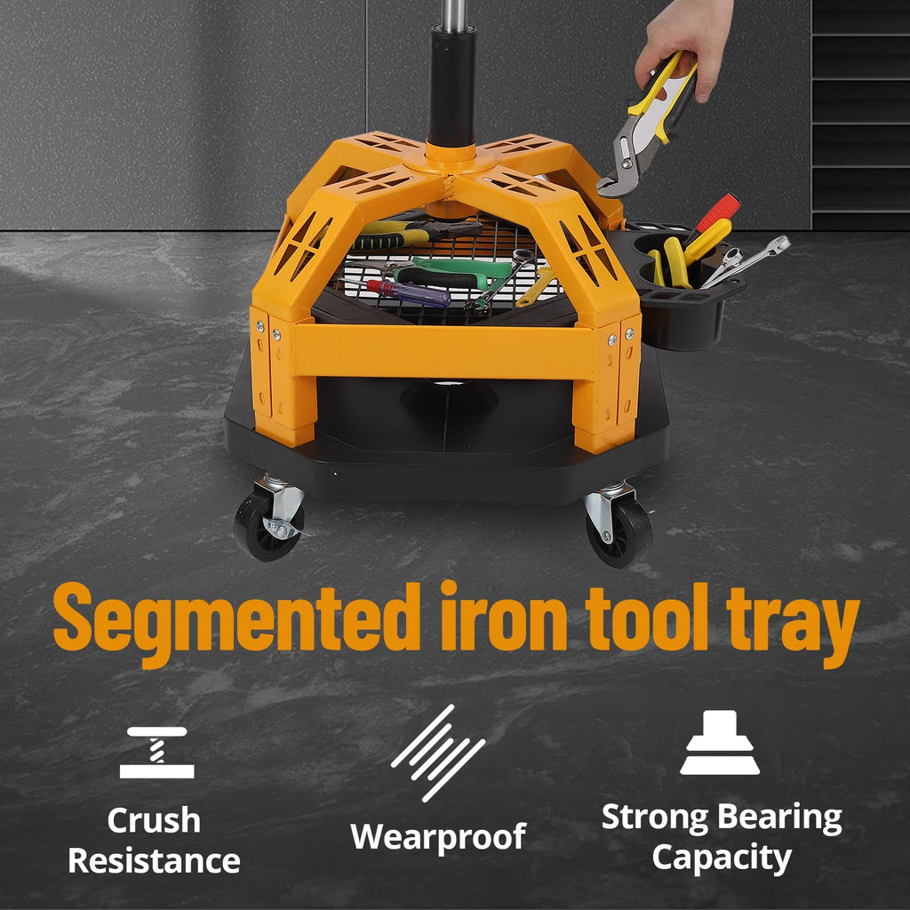 Garvee 330LBS Rolling Shop Stool for Garage - Heavy-Duty Mechanic Stool, Ease to Move with 360° Universal Casters, Engineering Design, High-Storage