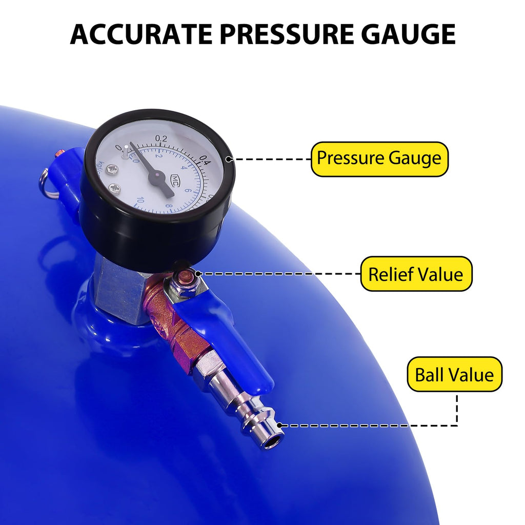 Garvee 20 Gallon Waste Oil Drain Tank - Portable Air-Operated Oil Drainer with 15'' Premium Bowl, Adjustable Funnel Height, Wheels, and Toolbox for Fluid Fuel Transfer and Drainage, Blue