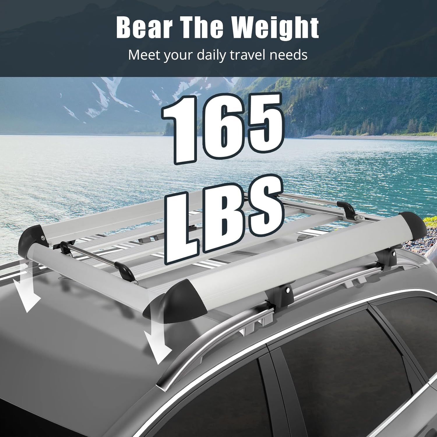 Garvee 50"x37.8"x3.54" Roof Rack Cargo Baskets Aluminum Extra Storage Rugged Steel SUV