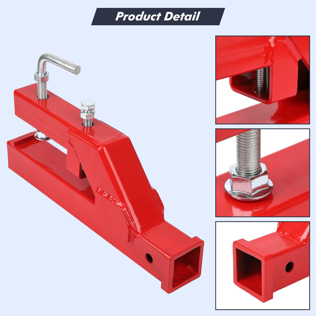 Garvee Clamp On Trailer Hitch, 2" Ball Mount Adapter, Hitch Receiver Compatible with Deere Bobcat Tractor Bucket, 1PC Bucket Hitch, New Upgrade, Red