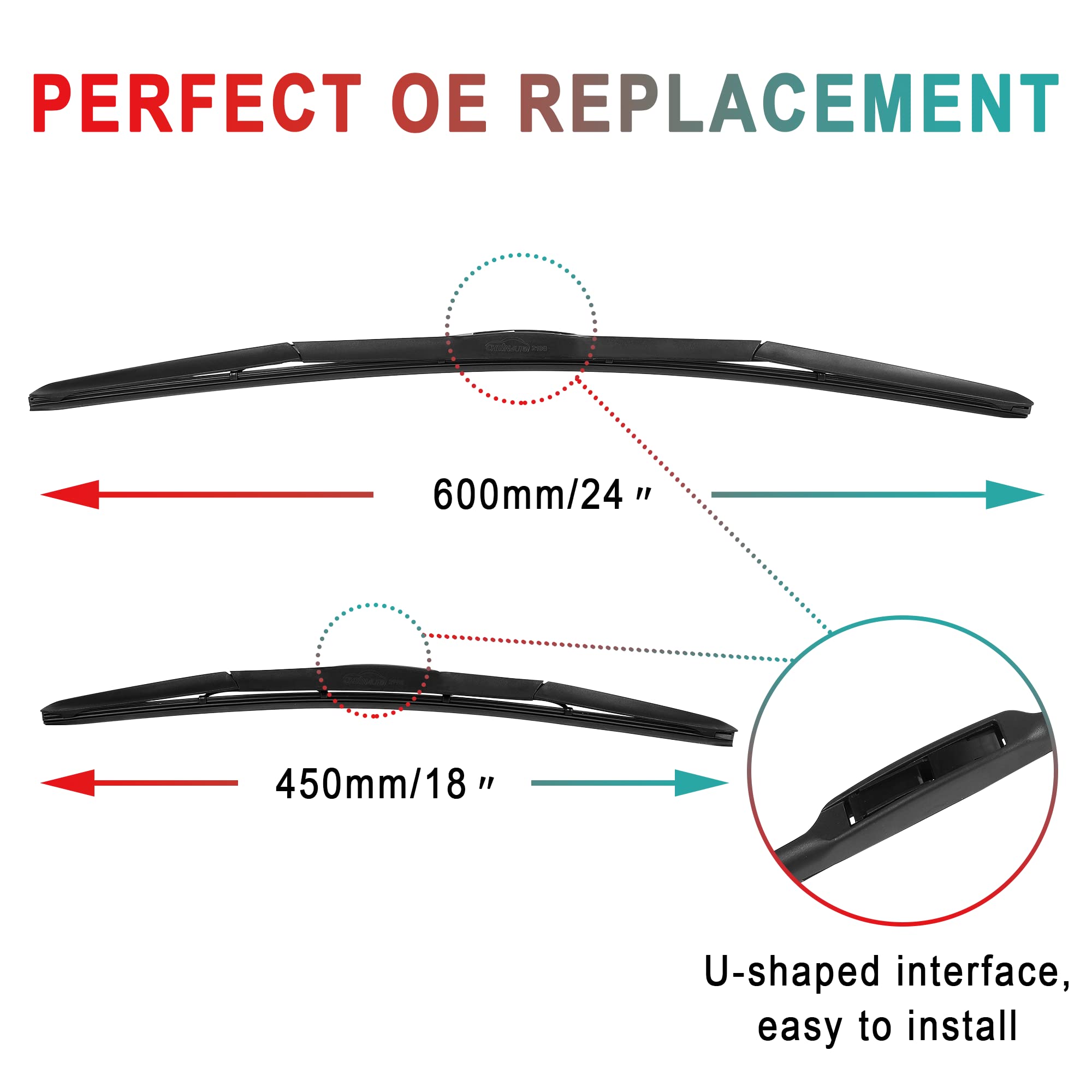 Garvee Windshield Wipers - 24" / 19" Wiper Blades OEM Quality Premium All-Seasons Stable & Quiet for Front Automotive Windshield (Set of 2)