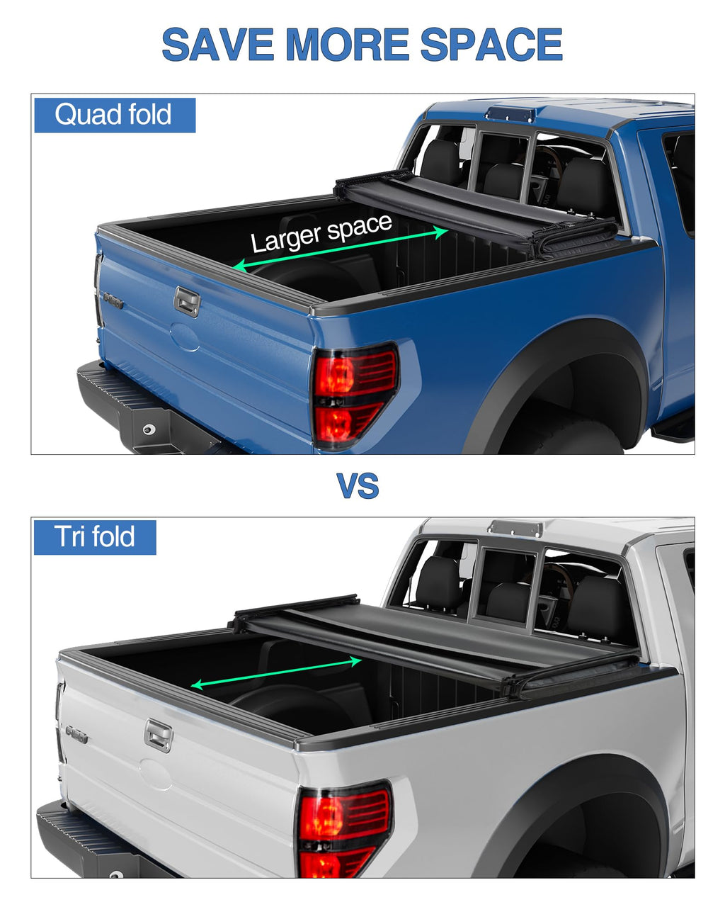 Garvee Soft Quad Fold Truck Bed Tonneau Cover for 2009-2014 Ford F-150