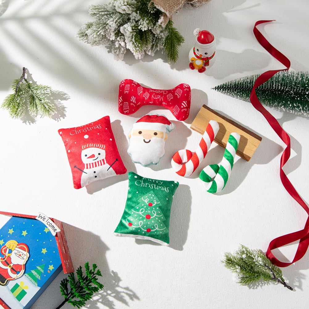 Garvee Pet Dog Christmas Squeaky Toys for Cats Dogs Scratch Bite Resistant Interactive Toys Pet Supplies for Relieve Stress Boredom Bowtie Squeak Toys