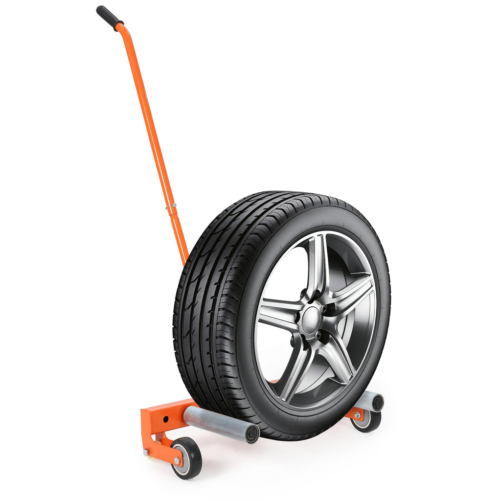 Garvee Adjustable Tire Wheel Dolly 330LBS Tire Lifter for 23.5"-43.5" Wheels, Universal Fit, Black, Ergonomic Handle, Orange