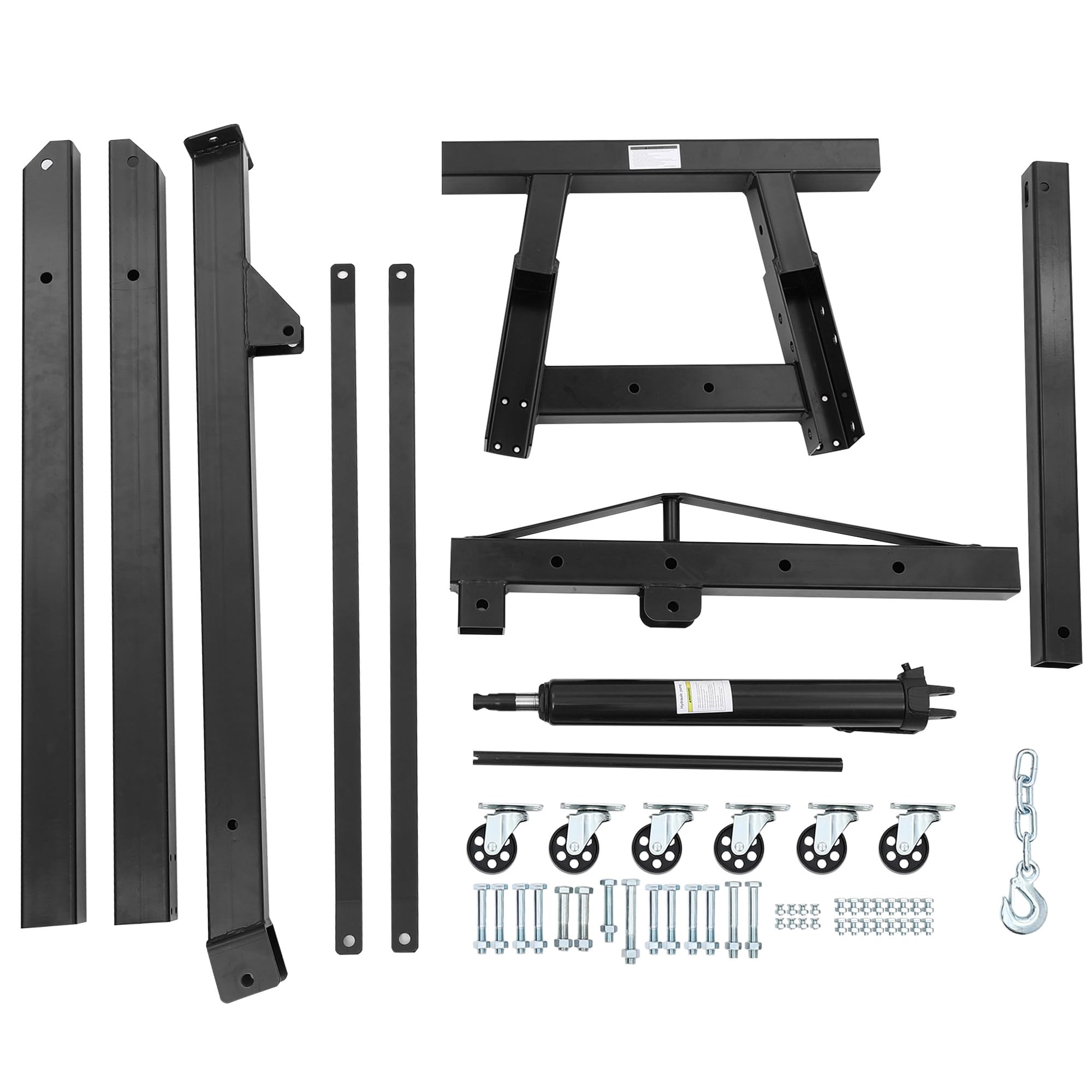 Garvee Engine Hoist Cherry Picker 2 Ton Folding Hydraulic Shop Crane Adjustable Boom Black 6 Casters
