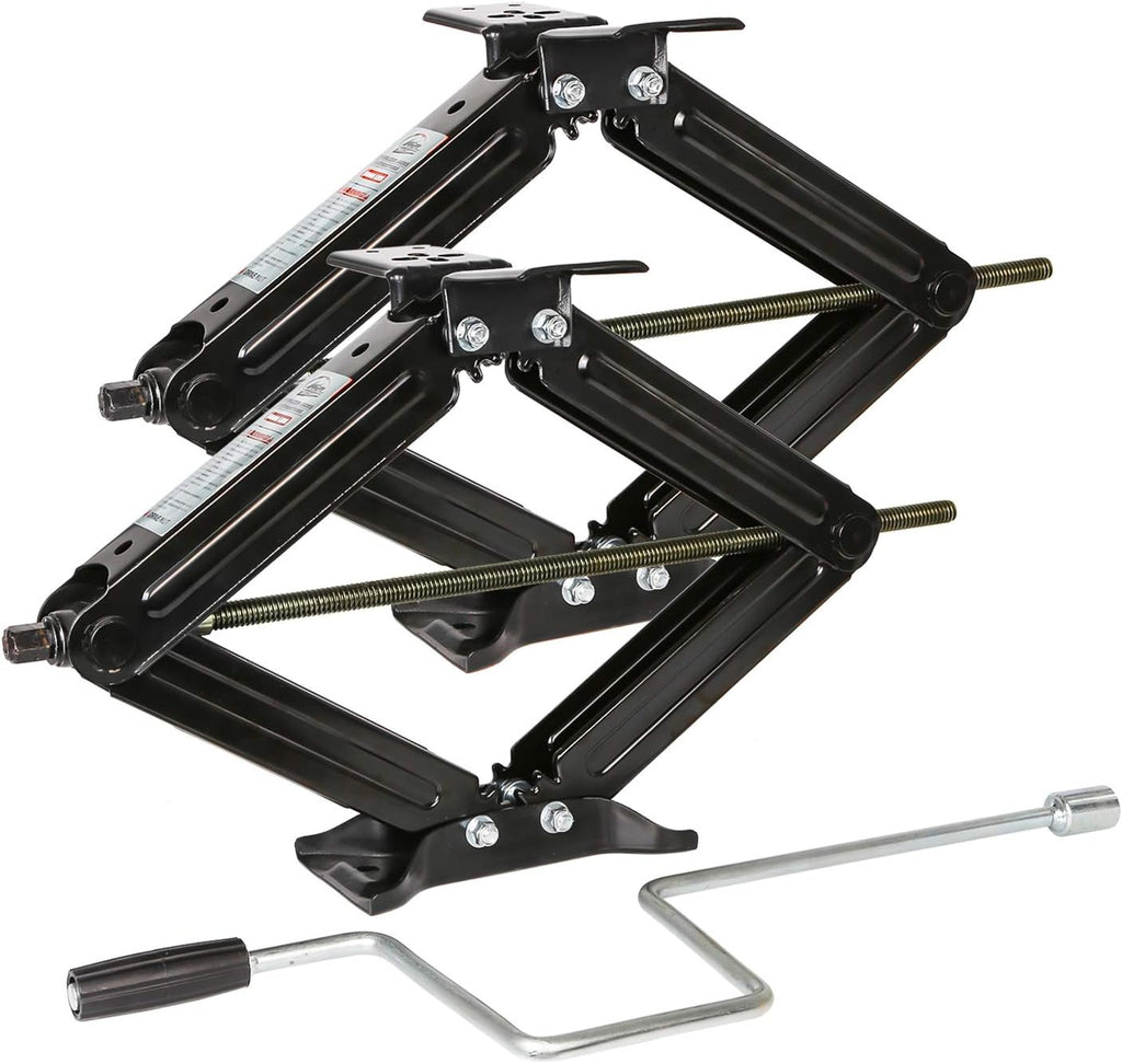 Garvee Set of 2 Camper Trailer RV Stabilizer Jacks, 5000Lb Heavy Duty 24" RV Stabilizer Leveling Scissor Jack with Crank Handle & Drill Sockets for Travel Trailer Camper, Black