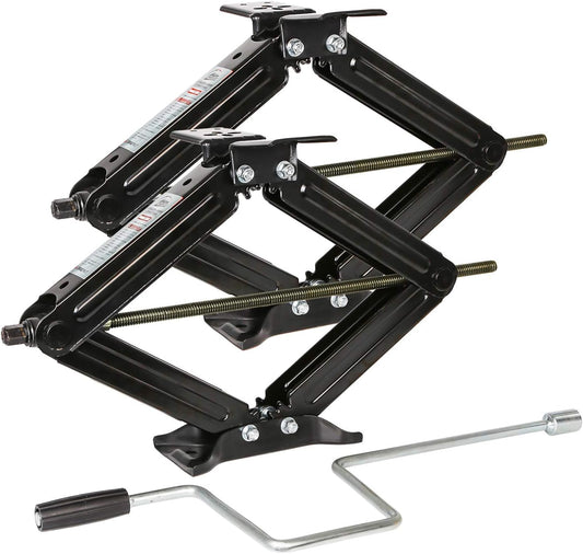 Garvee Set of 2 Camper Trailer RV Stabilizer Jacks, 5000Lb Heavy Duty 24" RV Stabilizer Leveling Scissor Jack with Crank Handle & Drill Sockets for Travel Trailer Camper, Black