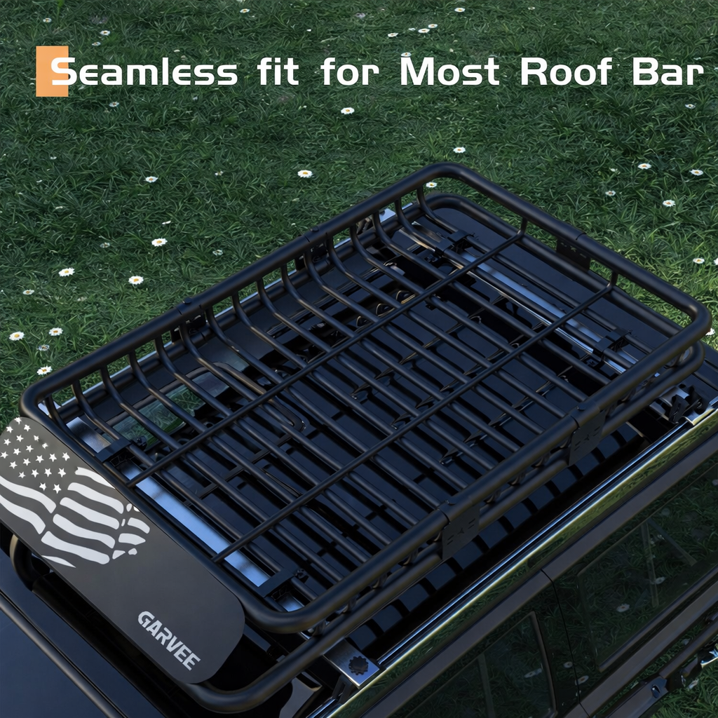 Garvee 64"x 39"x 6" Roof Rack Basket Rooftop Cargo Carrier with Extension Black Car Top Luggage Holder Universal for SUV Cars