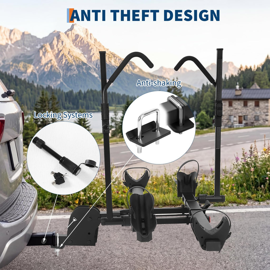 Garvee Hitch Mount Bike Rack for Ebikes - 2 Bike E-Bike Rack with Tilt & Fold, 200lbs Capacity, Fits 2" Receiver & Up to 5" Fat Tires for Cars, SUVs, Trucks, RVs