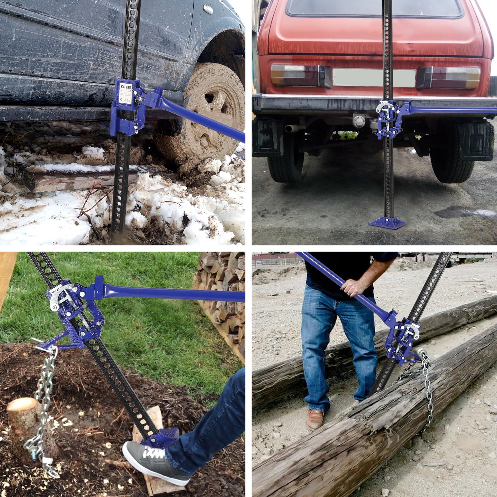 Garvee 3 Ton Farm Jack, 48" Utility Farm Jack, 6600 Lbs Capacity Ratcheting Off Road Utility Jack, Heavy-Duty Farm Jack Foratv, Utv, SUV, Tractor, Truck, Universal Jack, Blue