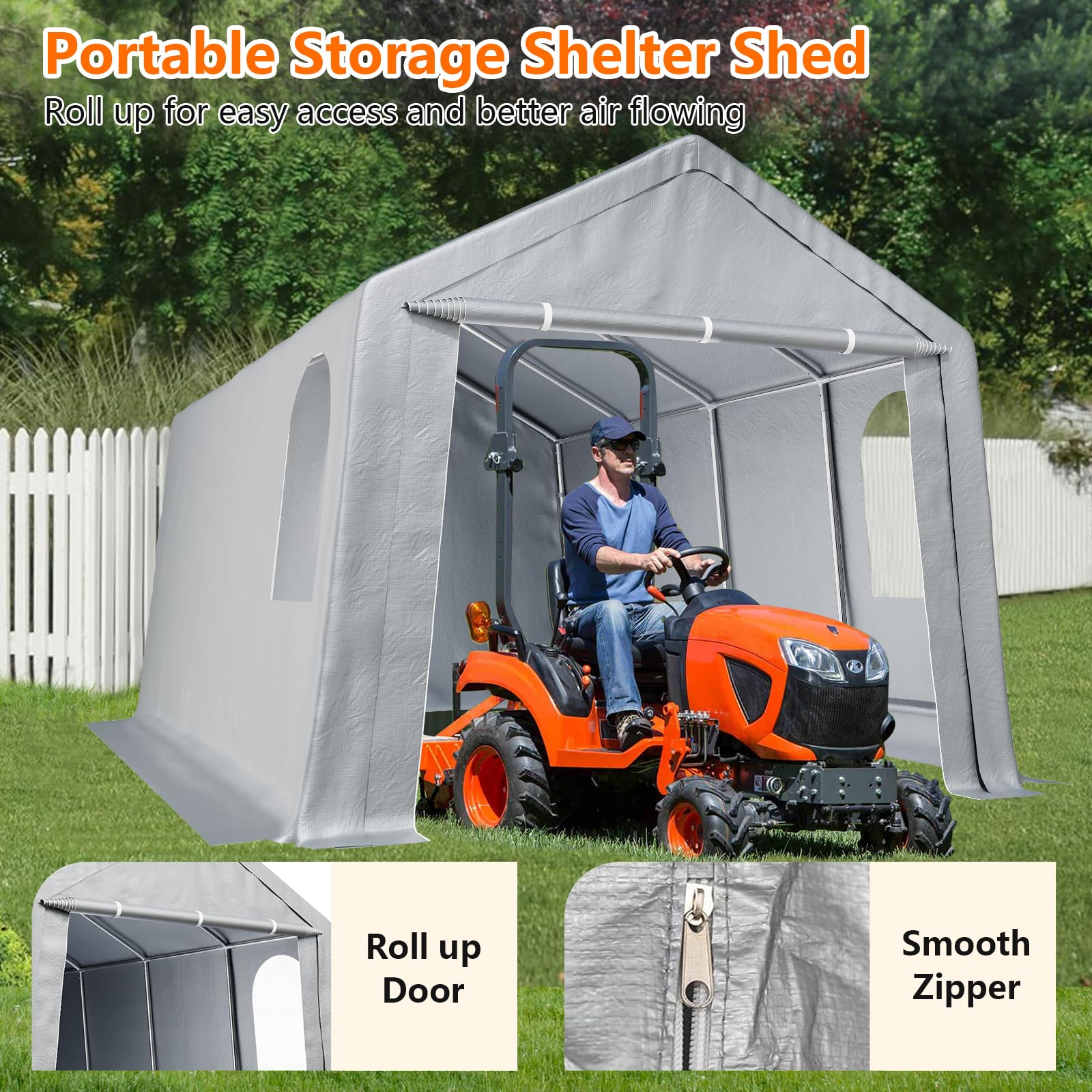 Garvee 13'x20' Heavy Duty Outdoor Storage Shelter - Waterproof Portable Garage for Cars & Boats, Grey
