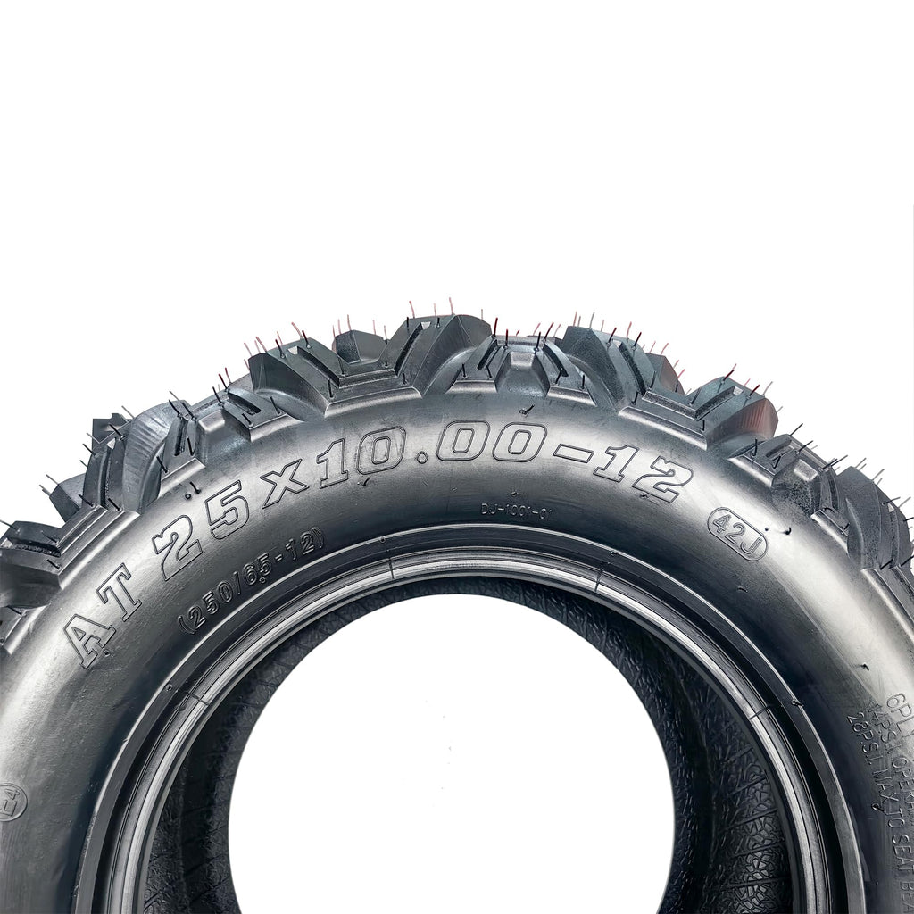Garvee 25x10-12 ATV UTV Tires 6PR All-Terrain Heavy Duty Tubeless for Trail Mud Rock 25x10-12 12 Rim Black