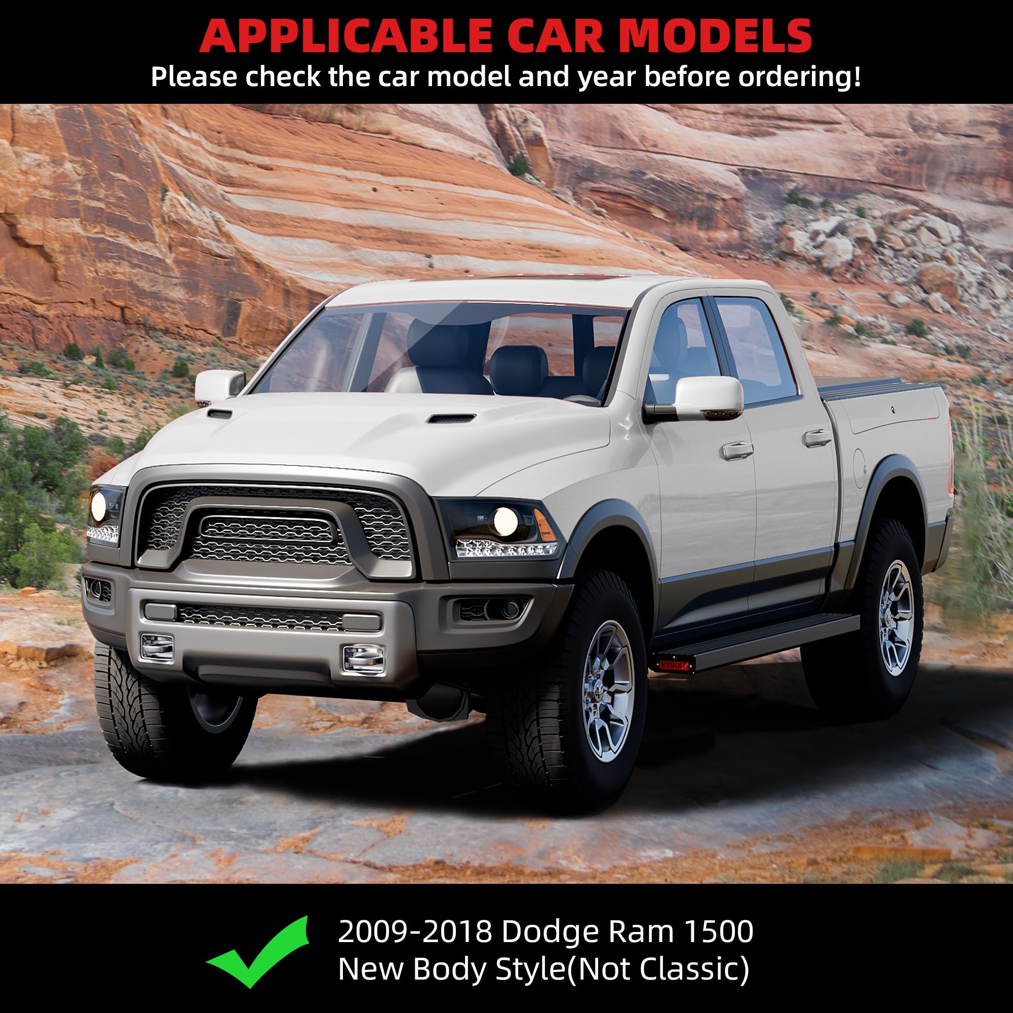 Garvee 6.5 Inch Running Boards Compatible with 2019 2020 2021 2022 2023 2024 2025 Dodge Ram 1500 Crew Cab(New Body Only),Aluminum Alloy Side Steps Nerf Bars for 2019-2024 Ram 1500 Supercrew Cab, Black