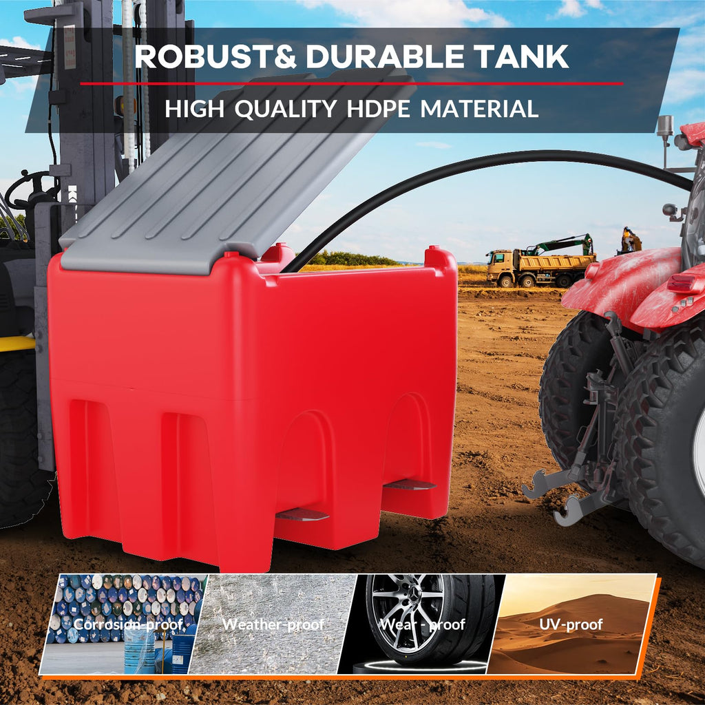 Garvee 58 Gallon Fuel Caddy Portable Gasoline Diesel Tank, 10ft Hose, Manual Siphon Pump 7.5 L/min Nozzle, Fuel Transfer Storage for Garage/Workshop, Red