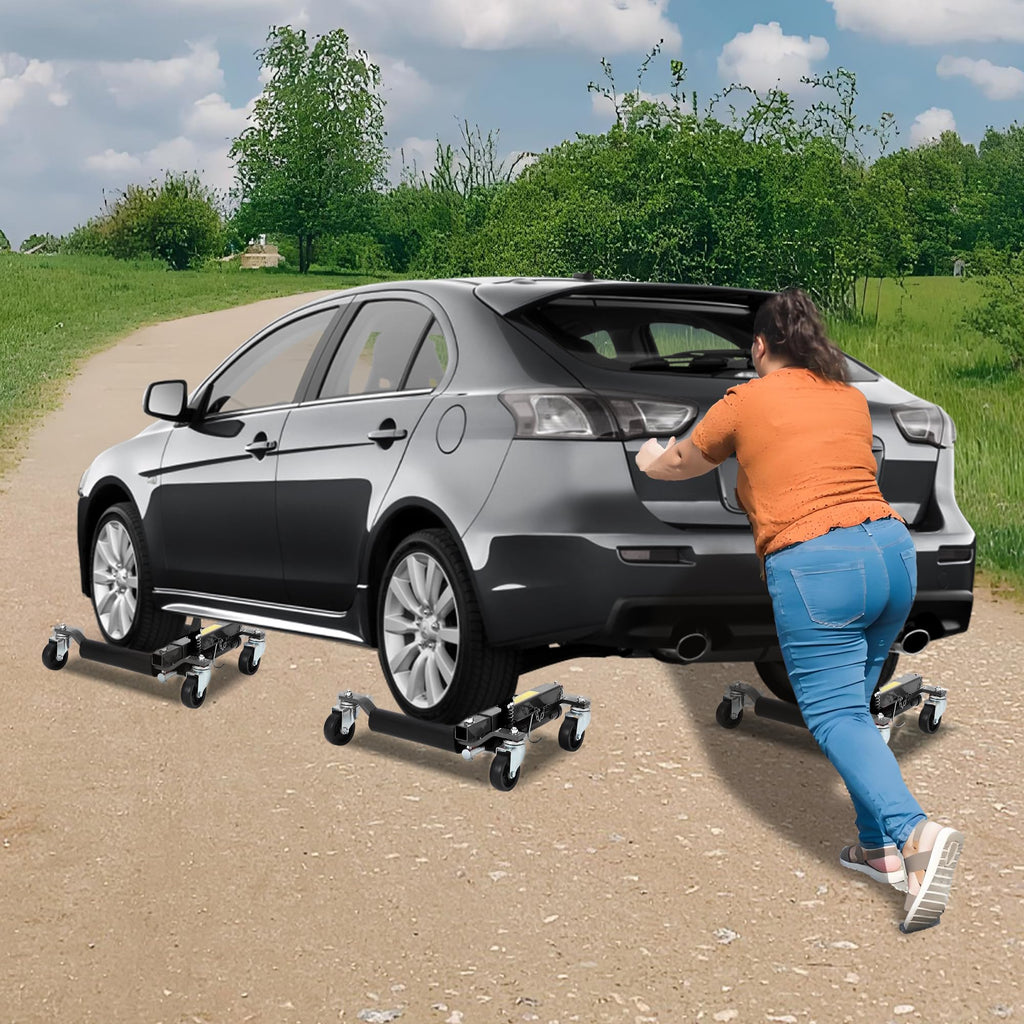 Garvee Car Dolly Jack Set of 2 Hydraulic Wheel Dolly Car Skate for Auto Repair Garage Moving Maintenance 1500 Lbs Black