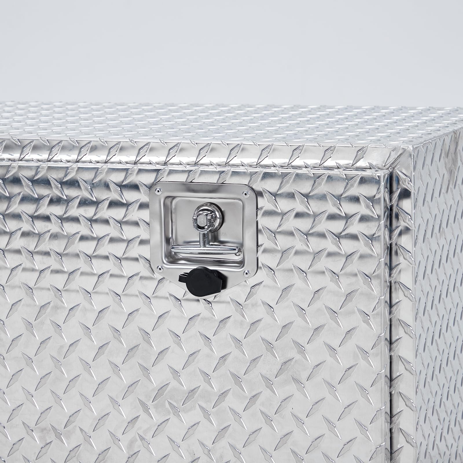 Garvee Aluminum Underbody Truck Box with T-Handle Latch, Waterproof Truck Storage Organizer Chest For Pick Up, RV Trailer, Durable Truck Side Tool Box with a Mesh Pocket-Silver