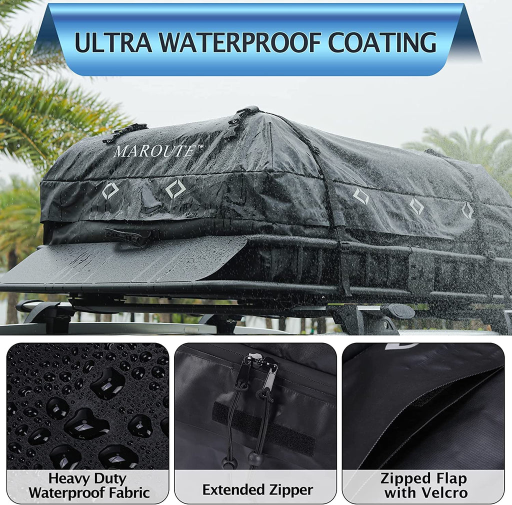 Garvee Rooftop Cargo Carrier Bag, 15 Cubic Feet Heavy Duty Waterproof Rooftop Car Bag,Fits for All Cars with/Without Rack,8 Door Hooks,Storage Bag - 15 Cubic Feet