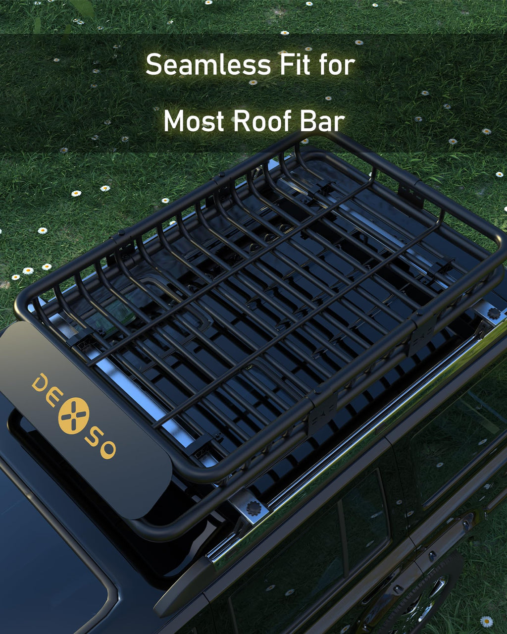 Garvee Roof Rack Cargo Basket, 51"x 36"x 5" Rooftop Carrier with 200 LB Capacity & Waterproof Coating, Heavy Duty Universal Luggage Holder for SUVs, Jeep Cherokee, Wrangler, Toyota RAV4