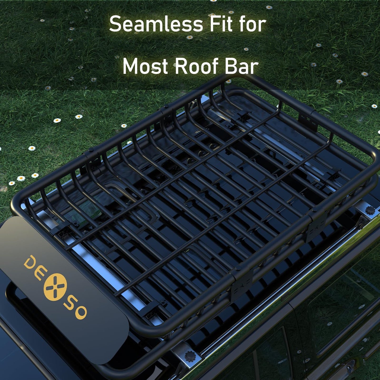 Garvee 64" x 39" x 6" Universal Roof Rack Carrier Basket, Heavy Duty Car Cargo Rack for SUVs and Trucks, Black, 200 Lbs Capacity