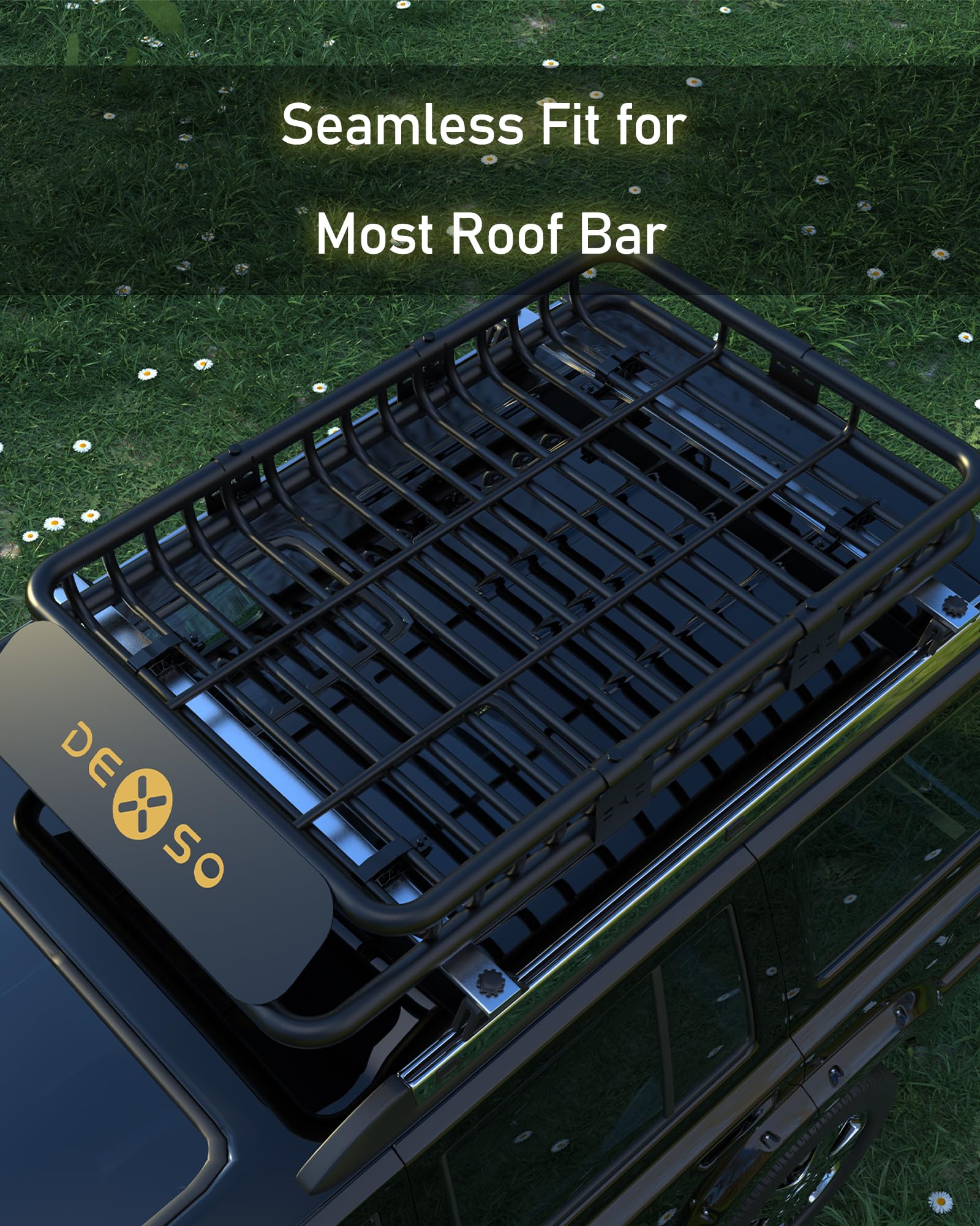 Garvee Roof Rack Cargo Basket, 46"x 36"x 5" Rooftop Carrier with 200 LB Capacity & Waterproof Coating, Heavy Duty Universal Luggage Holder for SUVs, Jeep Cherokee, Wrangler, Toyota RAV4