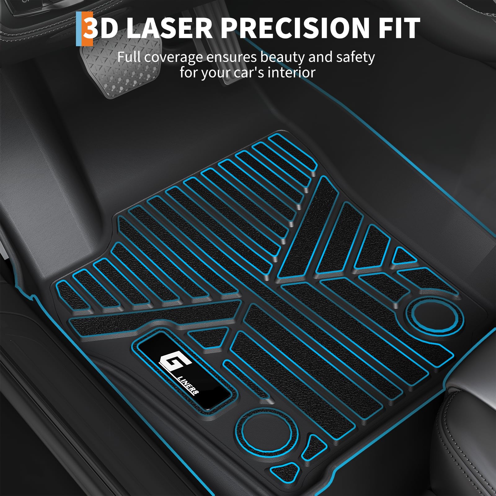 Garvee Floor Mats All Weather Custom Fit TPE Liners for 2024 2025 Toyota Tacoma Double Cab Front & Rear 2 Row, Black