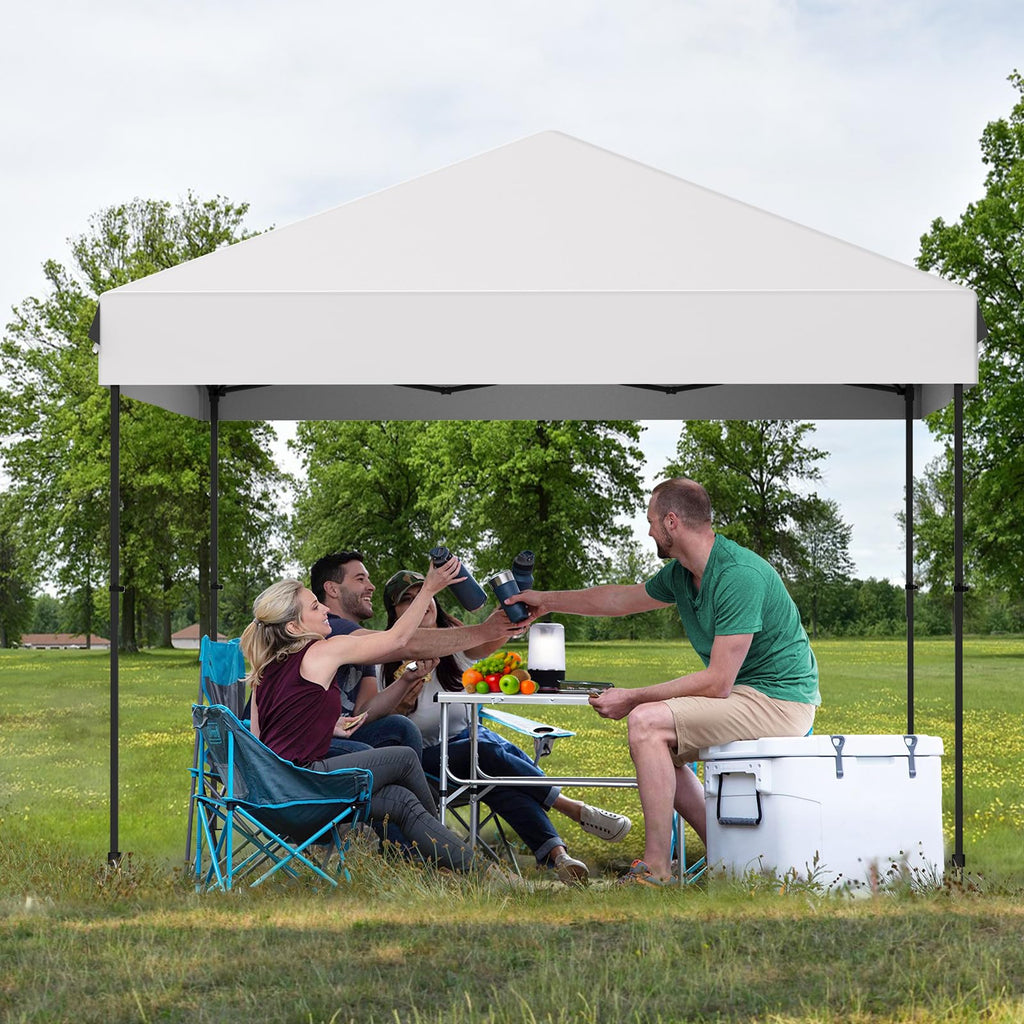 Garvee 10'x10' Pop-Up Canopy Tent - Waterproof Portable Sun Shelter with Roller Bag, Sandbags & Stakes for Picnic, Camping & Outdoor Events, Grey