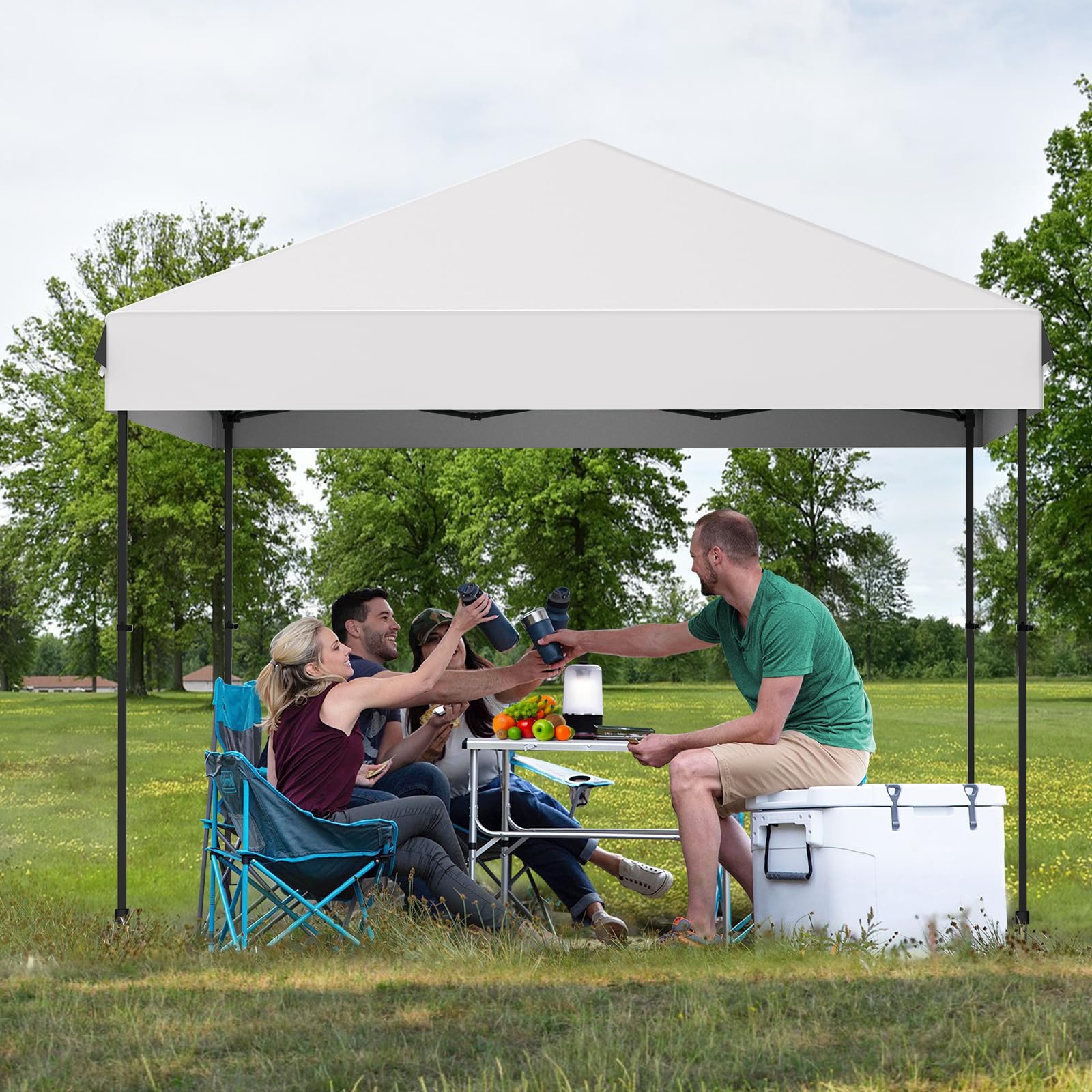 Garvee 10'x10' Pop-Up Canopy Tent - Waterproof Portable Sun Shelter with Roller Bag, Sandbags & Stakes for Picnic, Camping & Outdoor Events, Grey
