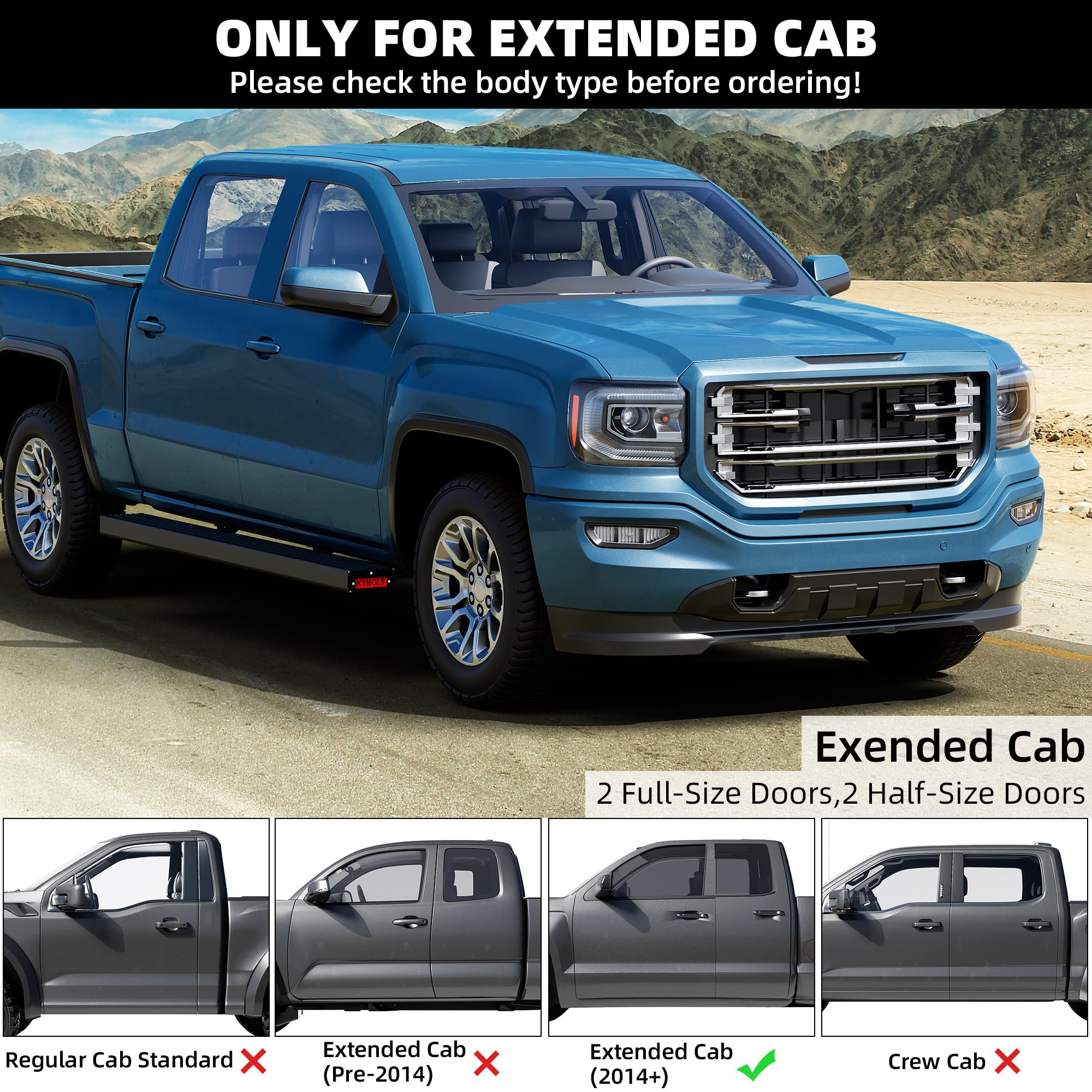 Garvee Running Boards Compatible with 2019-2023 Chevy Silverado/GMC Sierra 1500 (Excl. 2019 1500 LD/Limited),Aluminum Side Steps for 2020-2024 Silverado/Sierra 2500HD 3500HD Double/Extended Cab