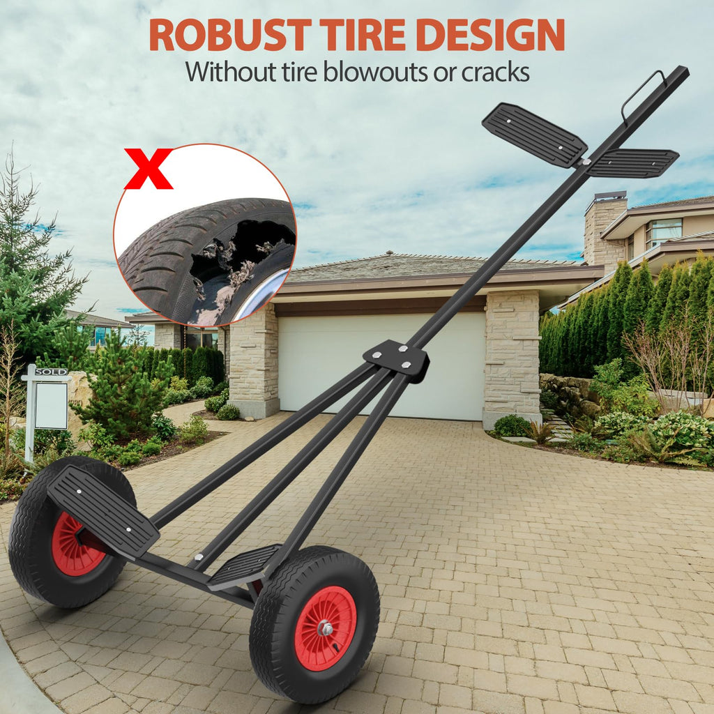Garvee 420 Lbs Capacity Trailer Dolly, Carbon Steel Trailer Mover with 96"-116" Adjustable Length & 18" Solid Tires for Moving Boat Trailers/Utility/RV/Cargo Trailers