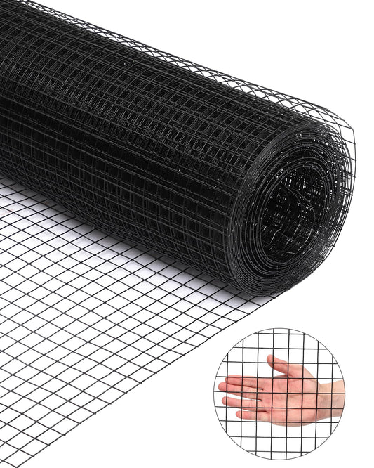 Garvee Black Hardware Cloth 15 Gauge 36" x 50' Vinyl Coated and Galvanized Alloy Steel Wire Mesh Roll, 1:1inch Chicken Wire Fencing Mesh, Wire Fence Roll for Garden Pet/Poultry Enclosures Protection
