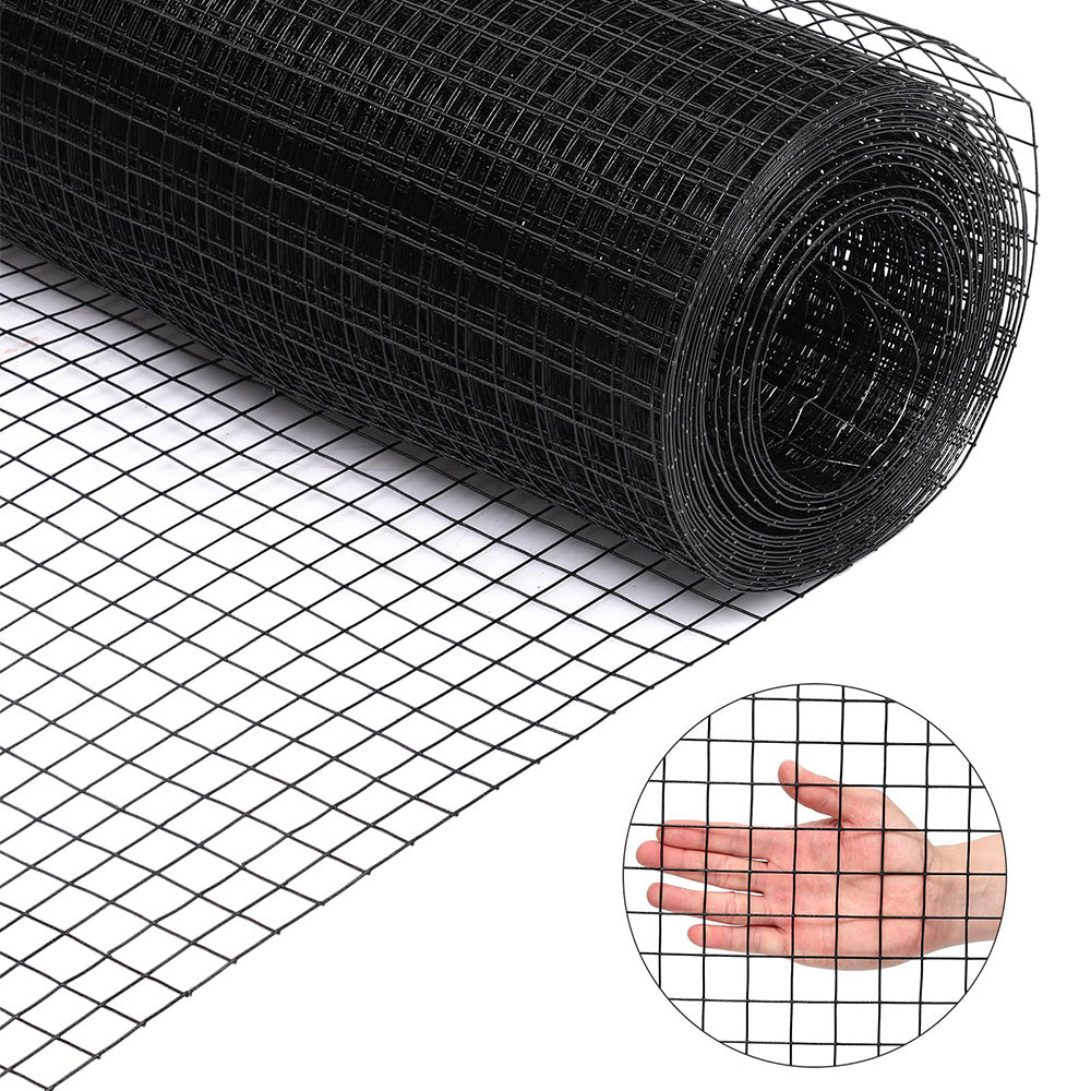 Garvee Black Hardware Cloth 15 Gauge 48" x 100' Vinyl Coated and Galvanized Alloy Steel Wire Mesh Roll, 1:1 inch Chicken Wire Fencing Mesh, Wire Fence Roll for Garden Pet/Poultry Enclosures Protection