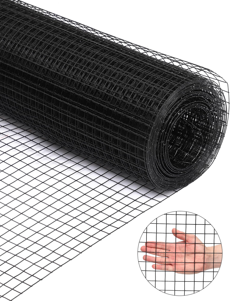 Garvee Black Hardware Cloth 15 Gauge 36" x 100' Vinyl Coated and Galvanized Alloy Steel Wire Mesh Roll, 1:1inch Chicken Wire Fencing Mesh, Wire Fence Roll for Garden Pet/Poultry Enclosures Protection