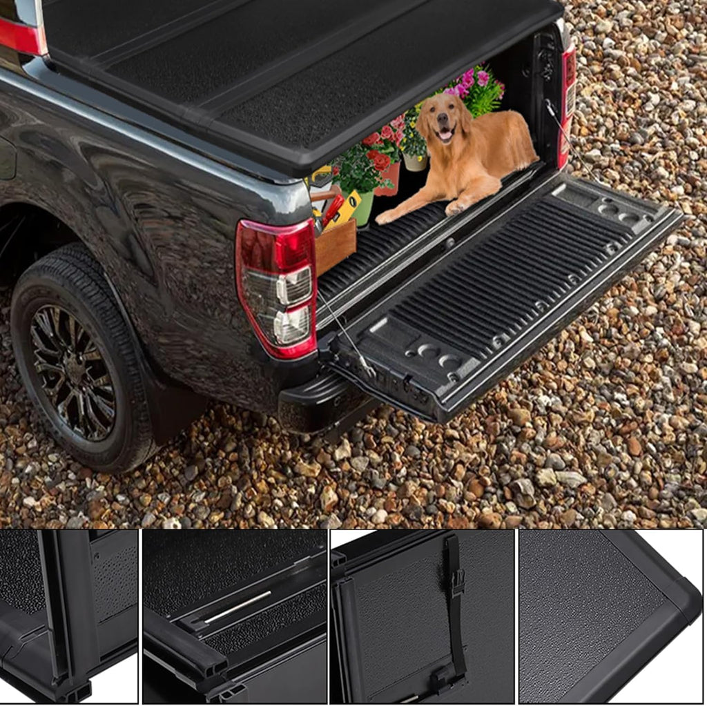 Garvee Hard Folding Truck Bed Tonneau Cover for 2017-2024 Nissan Titan 5.7ft Bed, Tri-Fold Truck Tonneau Cover Compatible with 2017-2024 Nissan Titan 5.7ft Bed, Black