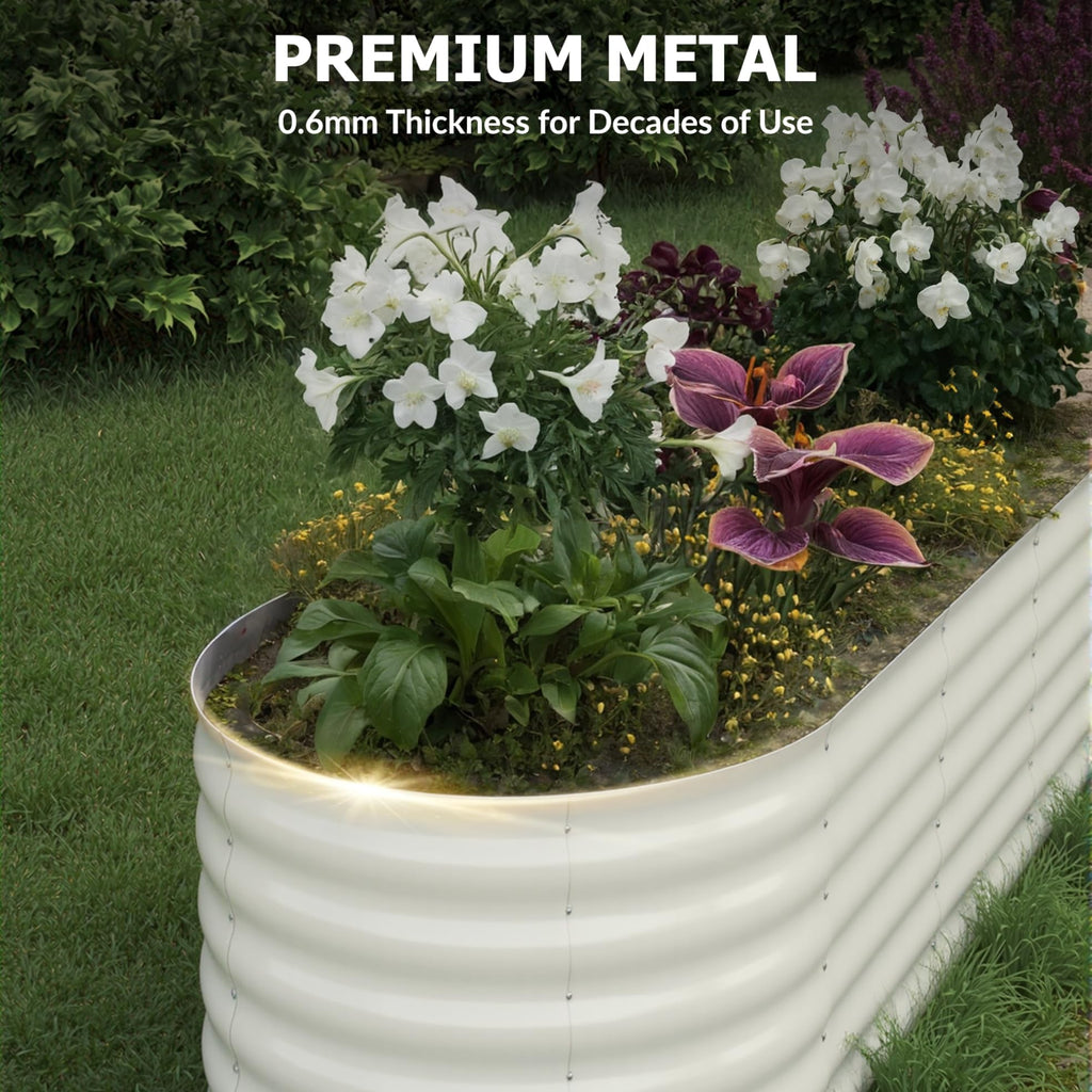 Garvee 8' X 4' X 1.5' Galvanized Raised Garden Bed, Large Outdoor Planter Box for Vegetables, Fruits & Flowers, Beige