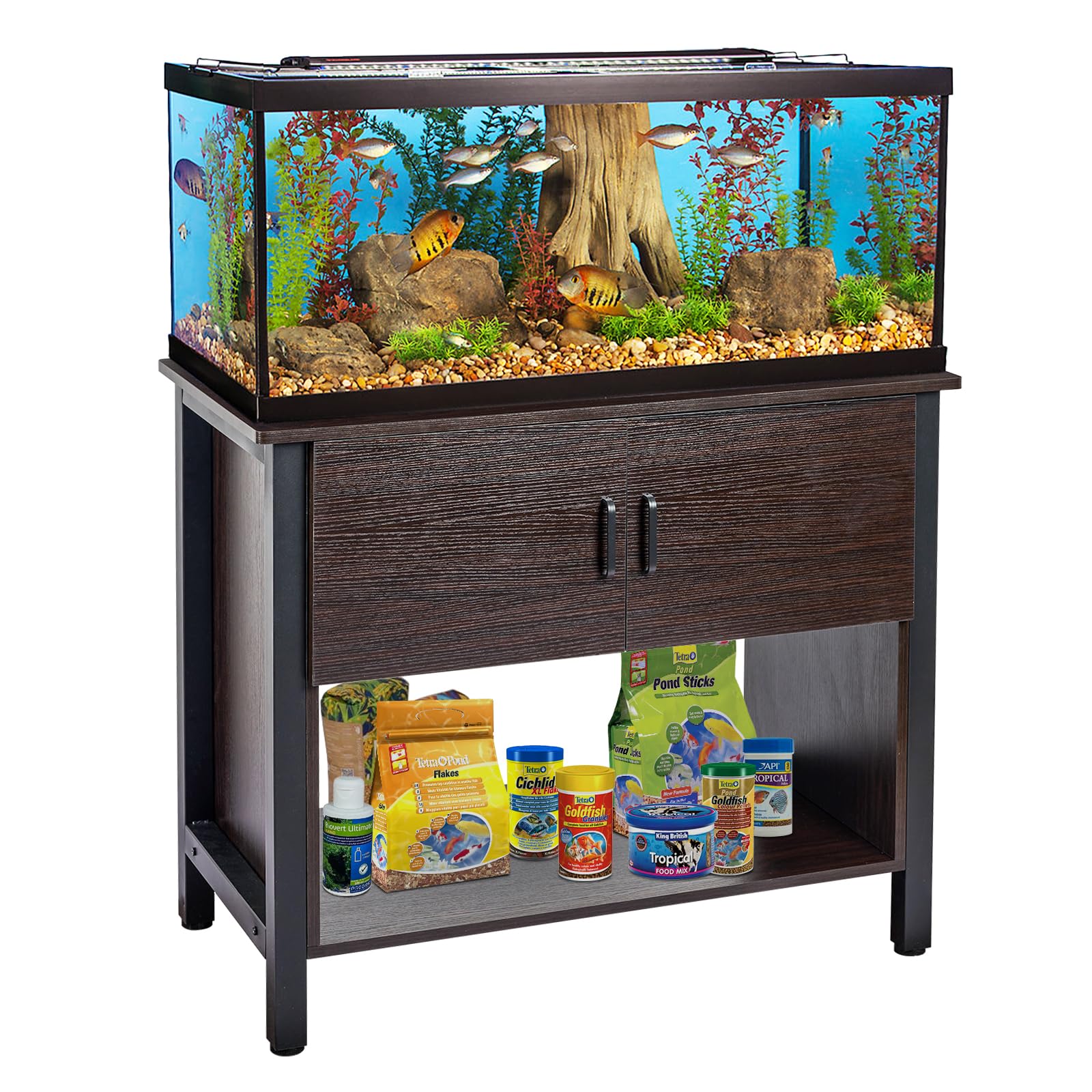 Garvee Fish Tank Stand Metal Aquarium Stand with Cabinet Aquarium Turtle Tank 36.6" x 18.9" x 30.7" for 40 Gallon（Aquarium Not Included）