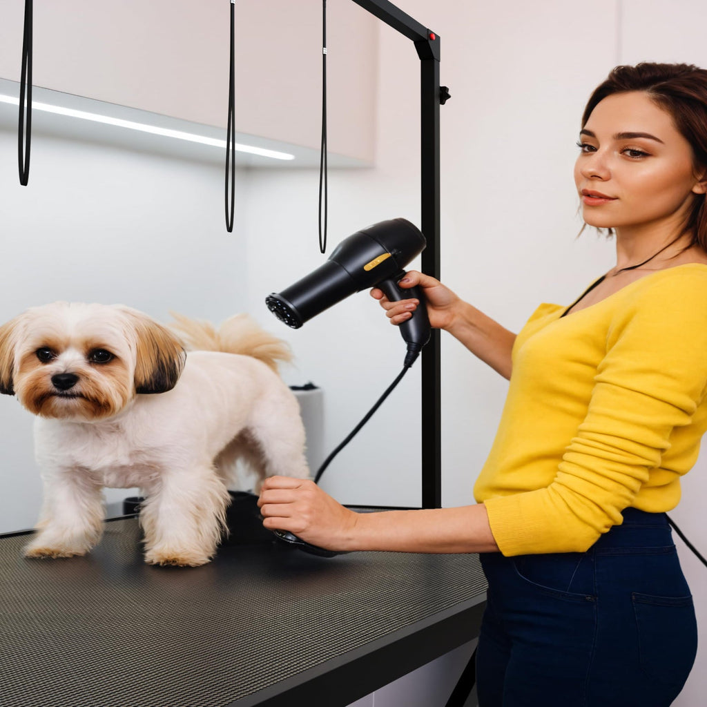 Garvee 50" Professional Electric Dog Grooming Table Heavy Duty, Height Adjustable Pet Grooming Table with Leveling Wheels, Dog Grooming Arm, Non-Slip Tabletop and Tool Organizer Dog Grooming Station (Black)