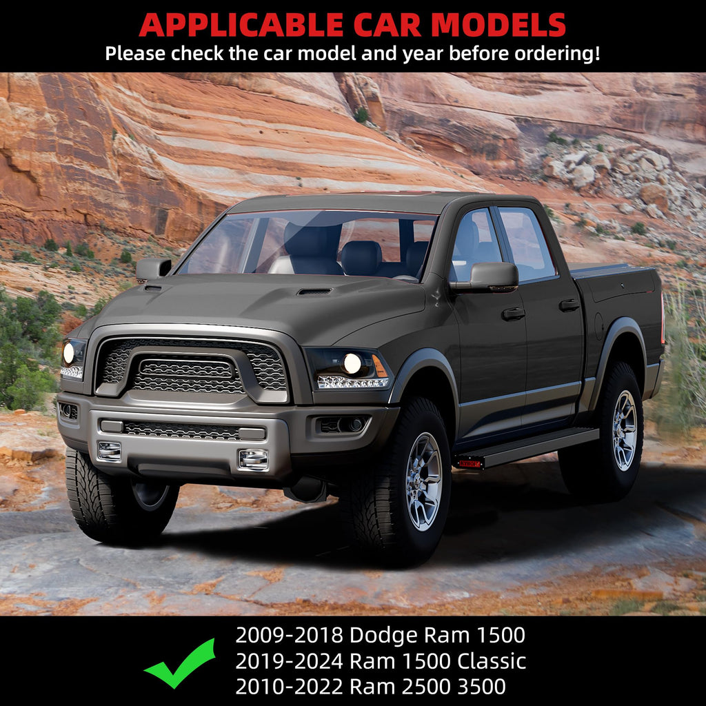 Garvee Running Boards [6.5 Inches] Compatible with 2009-2024 Dodge Ram 1500(2019-2024 Classic Only) Supercrew Cab, Aluminum Side Steps Nerf Bars for 2010-2024 Ram 2500 3500 Crew Cab