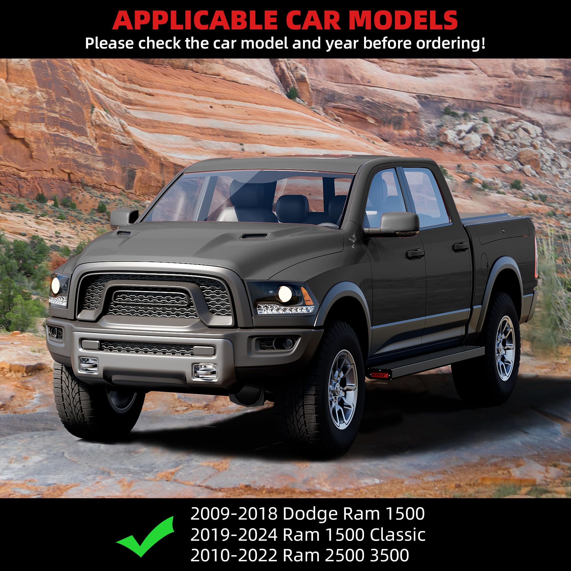 Garvee Running Boards [6.5 Inches] Compatible with 2009-2024 Dodge Ram 1500(2019-2024 Classic Only) Supercrew Cab, Aluminum Side Steps Nerf Bars for 2010-2024 Ram 2500 3500 Crew Cab