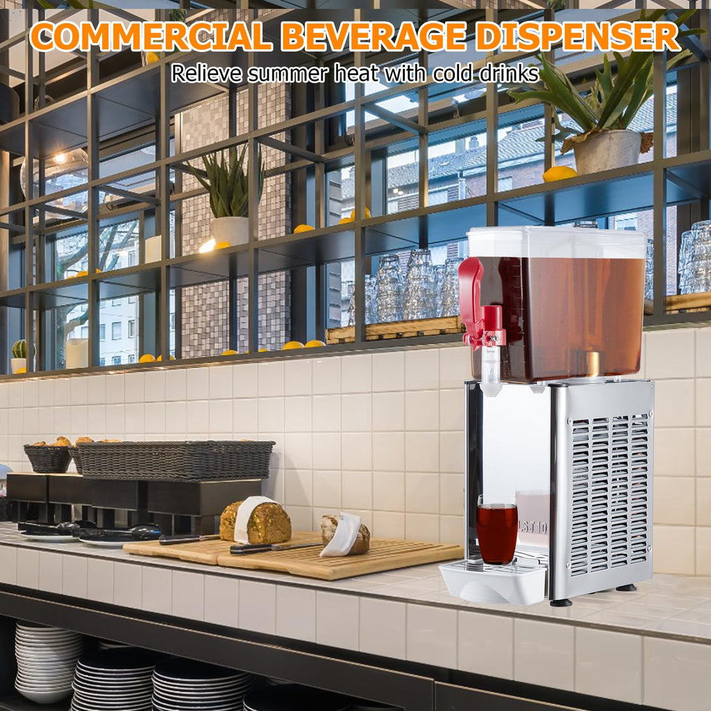 GARVEE 10L (2.64 Gallon) Commercial Juice Dispenser, 1 Tank 180W, Stainless Steel Beverage Dispenser for Tea, Drink