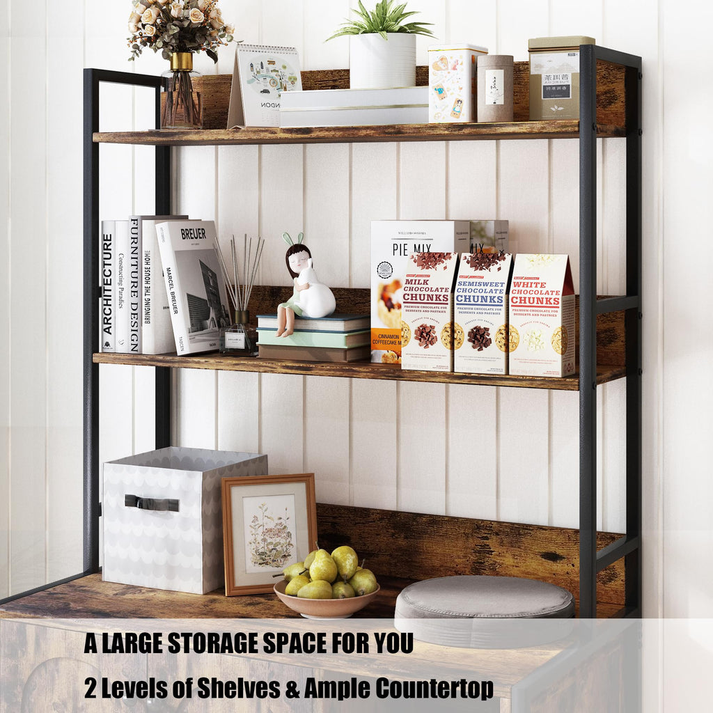 Garvee Cat Litter Box Enclosure with Shelf Storage, Double Door, Indoor Cat Cabinet, Brown, Multi-Layered, Sturdy