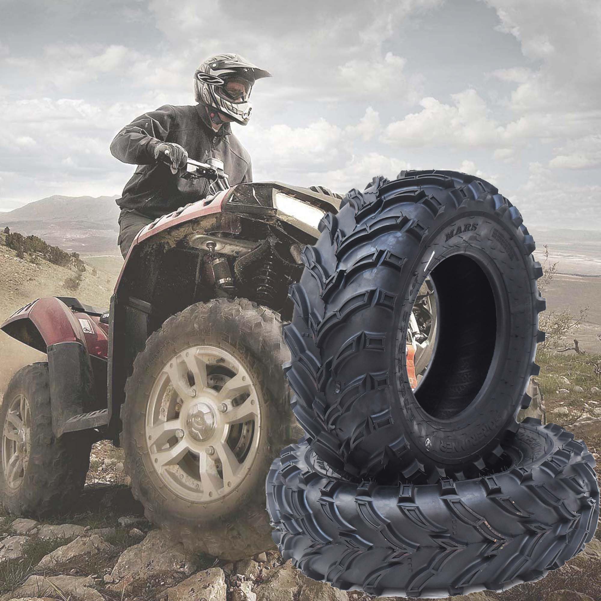 Garvee Set of 2 ATV Trail Tires 6PR Knobby Sport Tires, Tubeless - AT25x10-12-6PR TL MARS