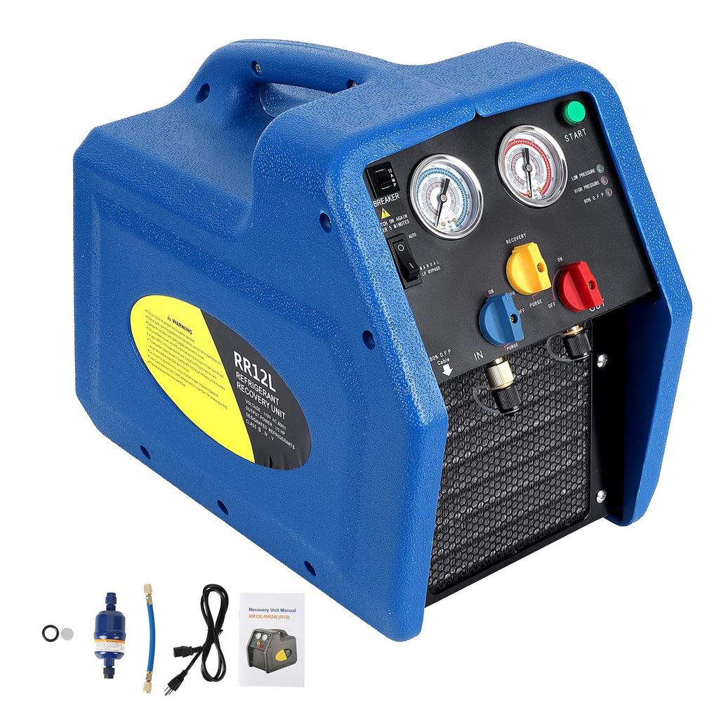 Garvee Refrigerant Recovery Machine Portable 1/2HP 110V Ac Refrigerant Recycling Machine Automotive Hvac 558psi Refrigerant Recovery Unit Air Conditioning Repair Tool