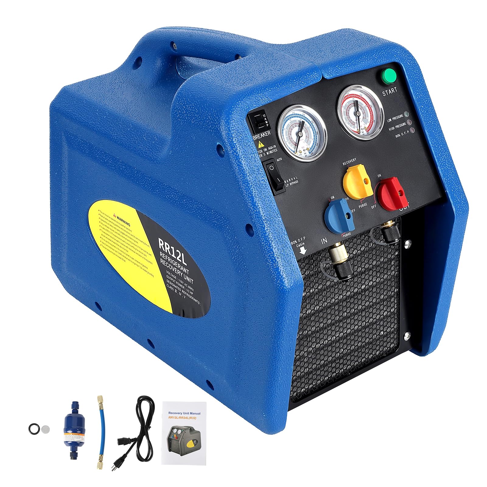 Garvee Refrigerant Recovery Machine Portable 1/2HP 110V Ac Refrigerant Recycling Machine Automotive Hvac 558psi Refrigerant Recovery Unit Air Conditioning Repair Tool