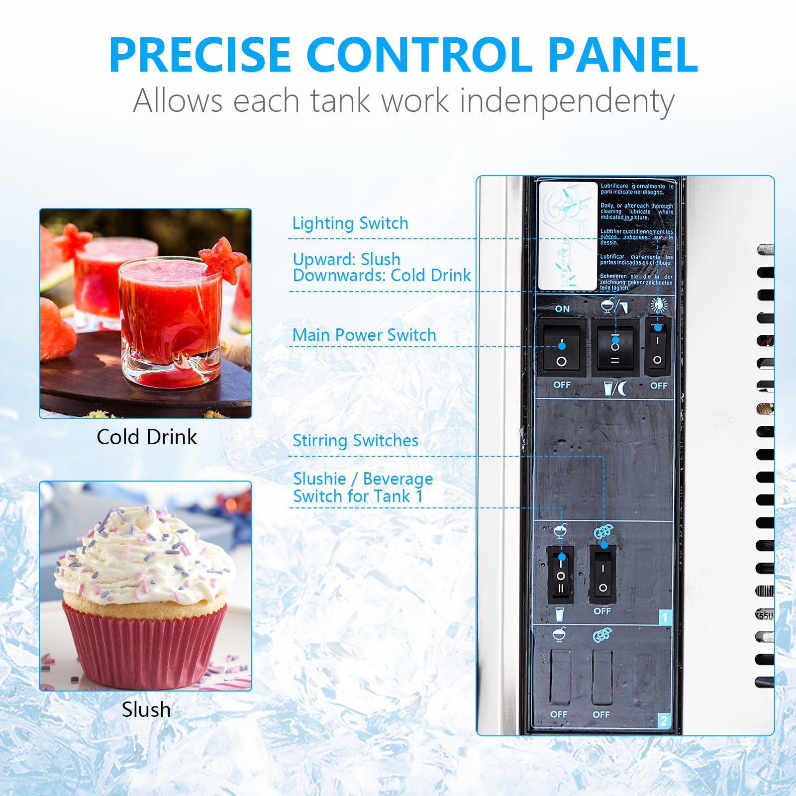 Garvee 12L Commercial Slushy Machine, 430W Compressor, 3.2 Gal Capacity, Food-Grade PC, Stainless Steel, Digital Control, Ideal for Restaurants, Bars, Pool Parties