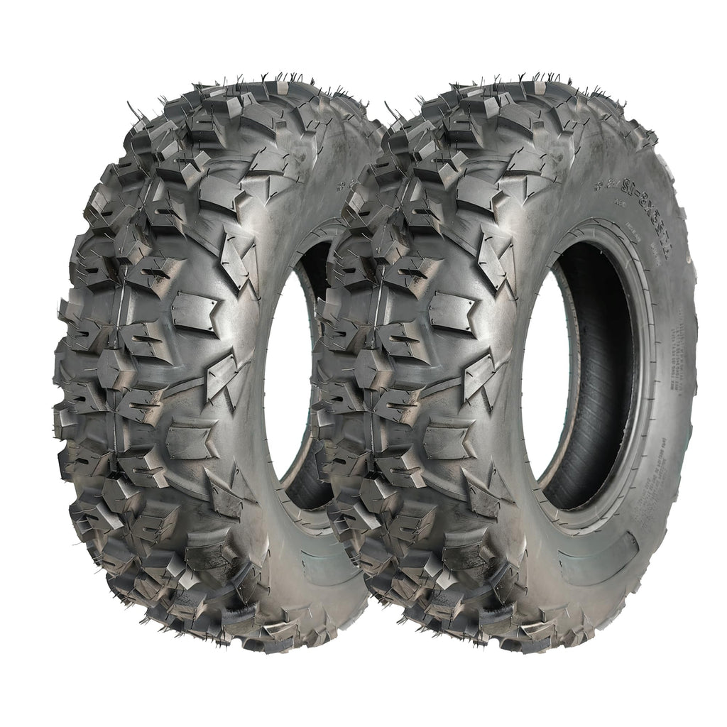 Garvee 25x8-12 ATV UTV Tires 6PR All-Terrain 25" Diameter Black - Multi-Terrain, Durable, Universal Fit