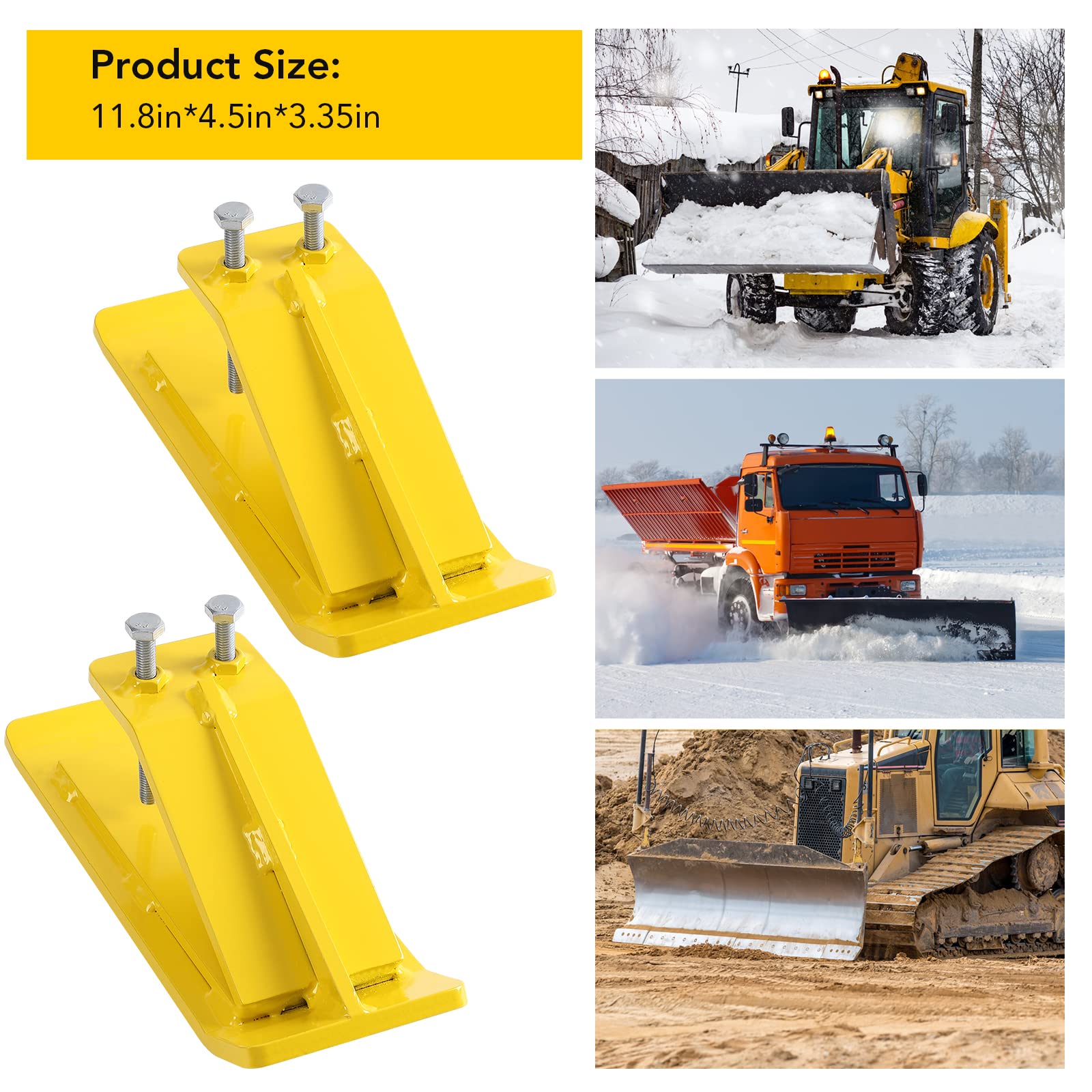 Garvee 2Pcs Yellow Tractor Bucket Ski Edge & Turf Skid Protector