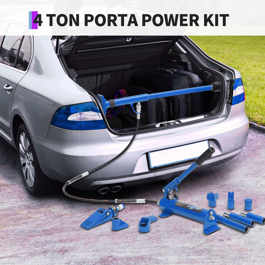 Garvee 4 Ton Hydraulic Jack & Porta Power Kit with 4.6 ft Oil Hose for Automotive, Garage, Farm, Heavy Equipment, Mechanics - Durable, Portable, Heavy Duty