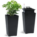 Garvee 21.6" Tall Rectangular Planters Set of 2 Large Modern Plant Pots with Drainage Holes＆Water Level Monitor＆Wheels Outdoor and Indoor for Patio, Porch, Living Room, or Home Office,Black and White Dots